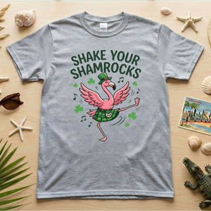 Shake Your Shamrocks Dancing Flamingo St. Patrick's Day T-Shirt - Funny Irish Party Tee for Women - FlamingoAholic