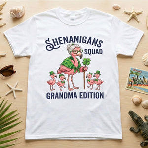 Shenanigans Squad Grandma Edition St. Patrick's Day Flamingo Shirt - Funny Irish Family Group Tee - FlamingoAholic