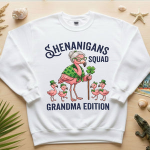 Shenanigans Squad Grandma Edition St. Patrick's Day Flamingo Shirt - Funny Irish Family Group Tee - FlamingoAholic