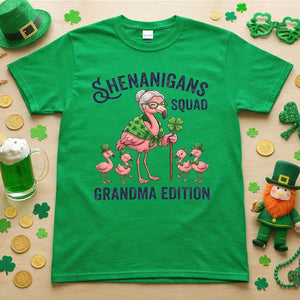 Shenanigans Squad Grandma Edition St. Patrick's Day Flamingo Shirt - Funny Irish Family Group Tee - FlamingoAholic