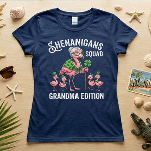 Shenanigans Squad Grandma Edition St. Patrick's Day Flamingo Shirt - Funny Irish Family Group Tee - FlamingoAholic