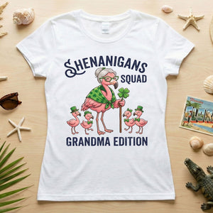 Shenanigans Squad Grandma Edition St. Patrick's Day Flamingo Shirt - Funny Irish Family Group Tee - FlamingoAholic
