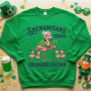 Shenanigans Squad Grandma Edition St. Patrick's Day Flamingo Shirt - Funny Irish Family Group Tee - FlamingoAholic