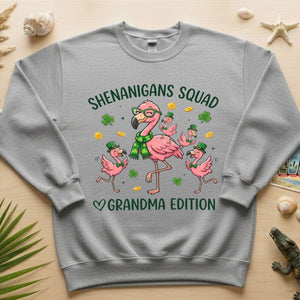 St. Patrick's Day Shenanigans Squad Flamingo Grandma T-Shirt - Lucky Irish Family Matching Gift - FlamingoAholic