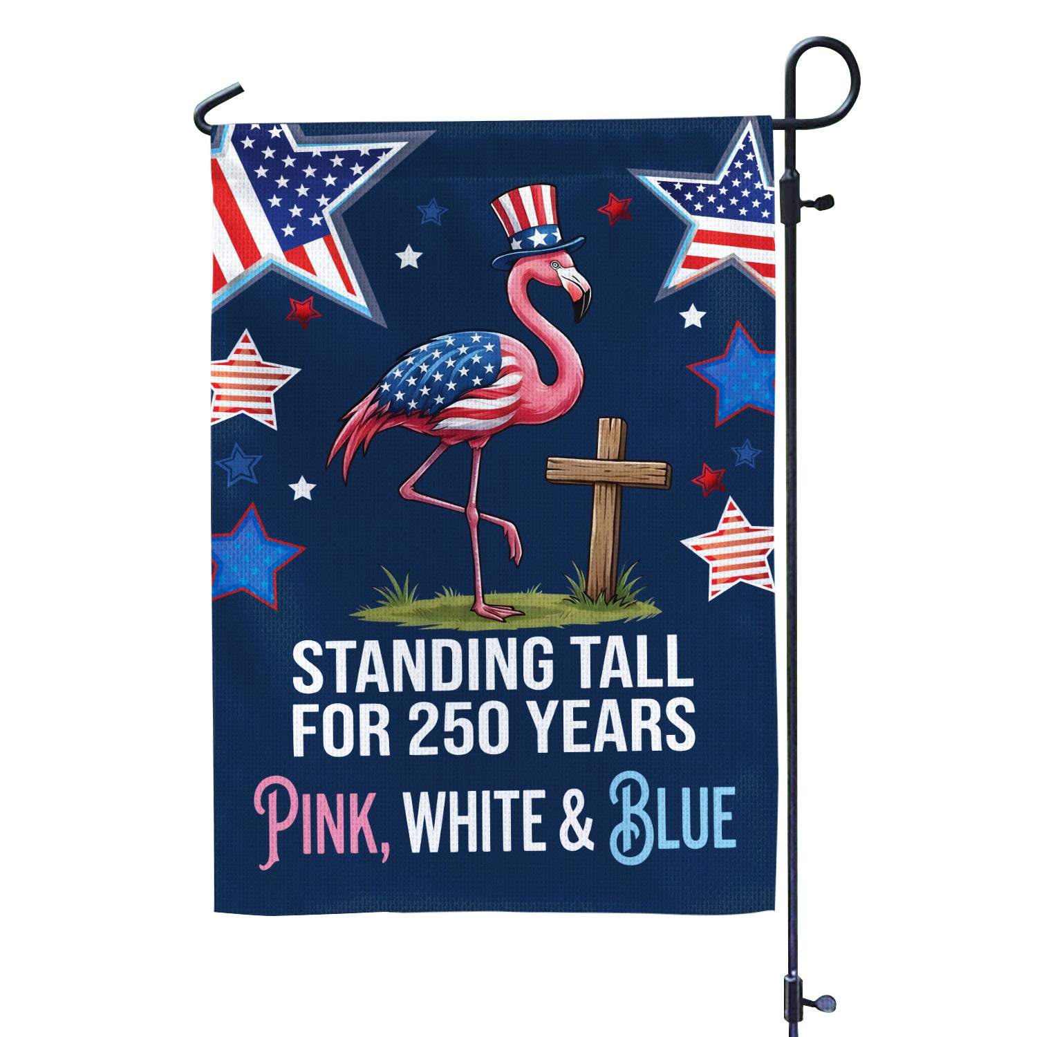 Patriotic Flamingo Garden Flag Double-Sided - 4th of July Yard Decor & 250th Anniversary