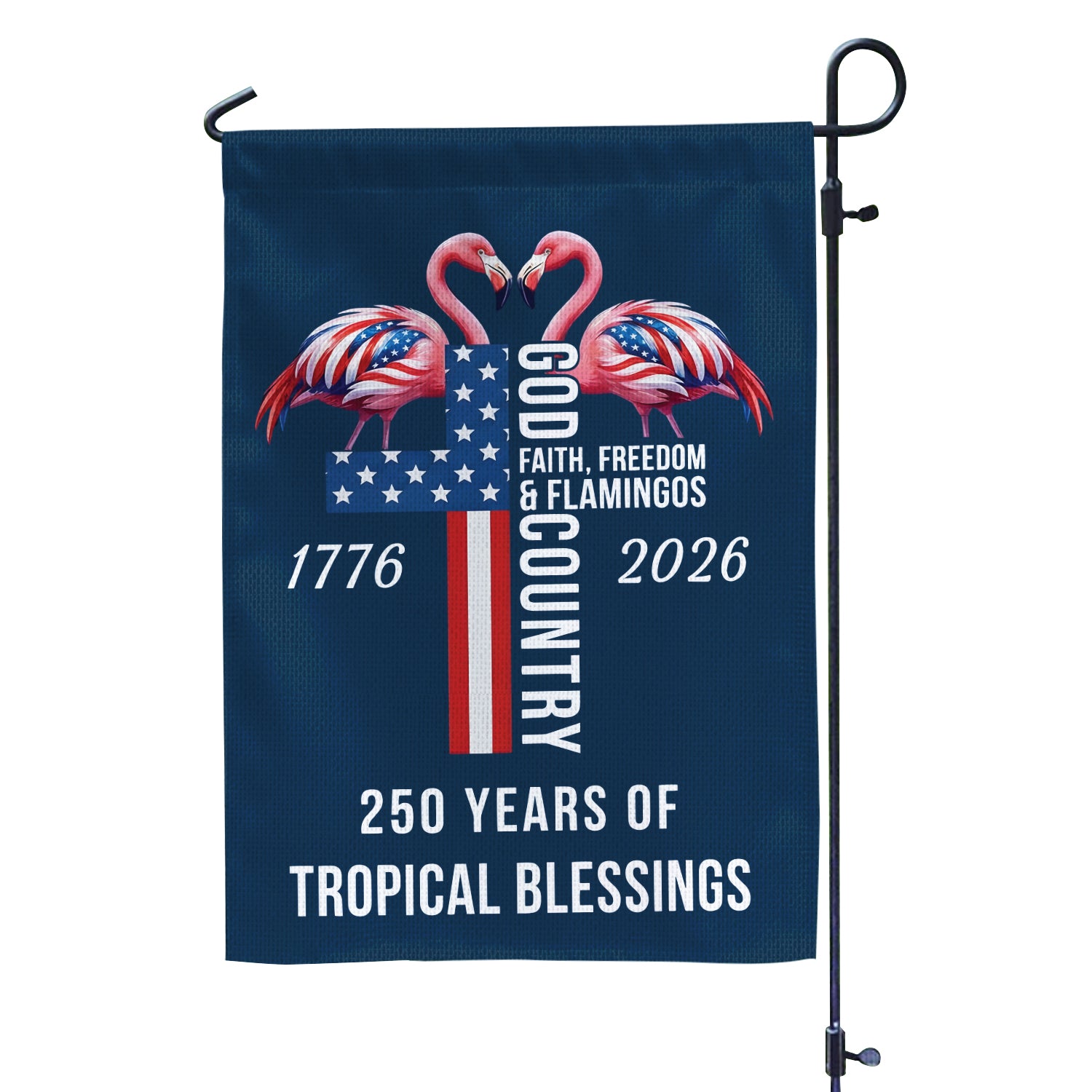 Faith & Freedom Patriotic Flamingo Garden Flag - Durable Double-Sided God Country Decor