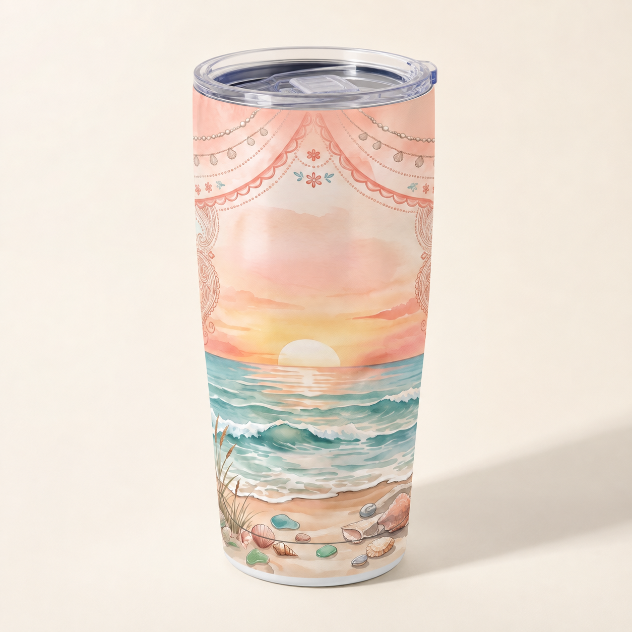 Beach Soul 20oz Stainless Steel Tumbler | Flamingo Beach Lover Travel Cup