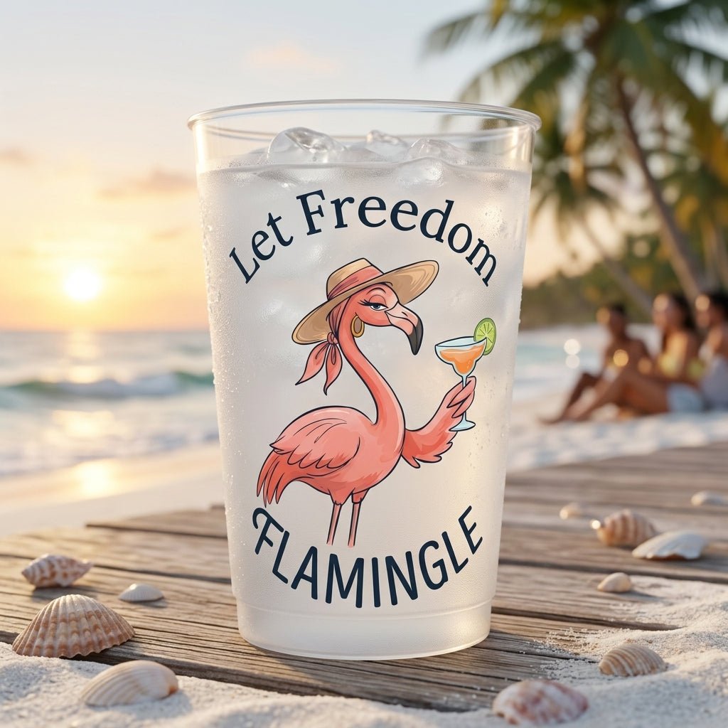 Personalized Sassy Flamingo Summer Beach Party Frosted Cups