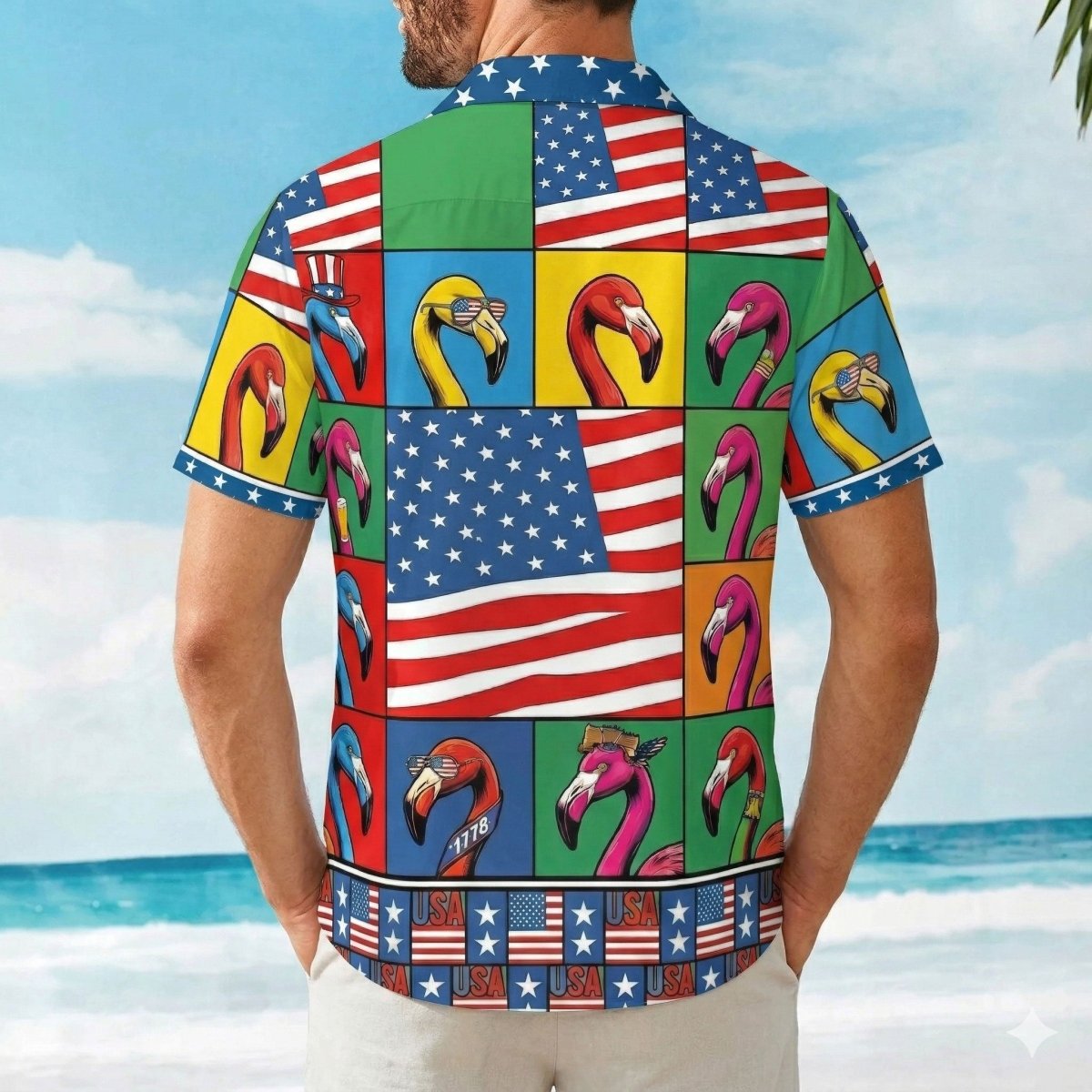 Personalized Flamingo America Hawaiian Shirt – Flamerica 1776-2026 Family Shirt