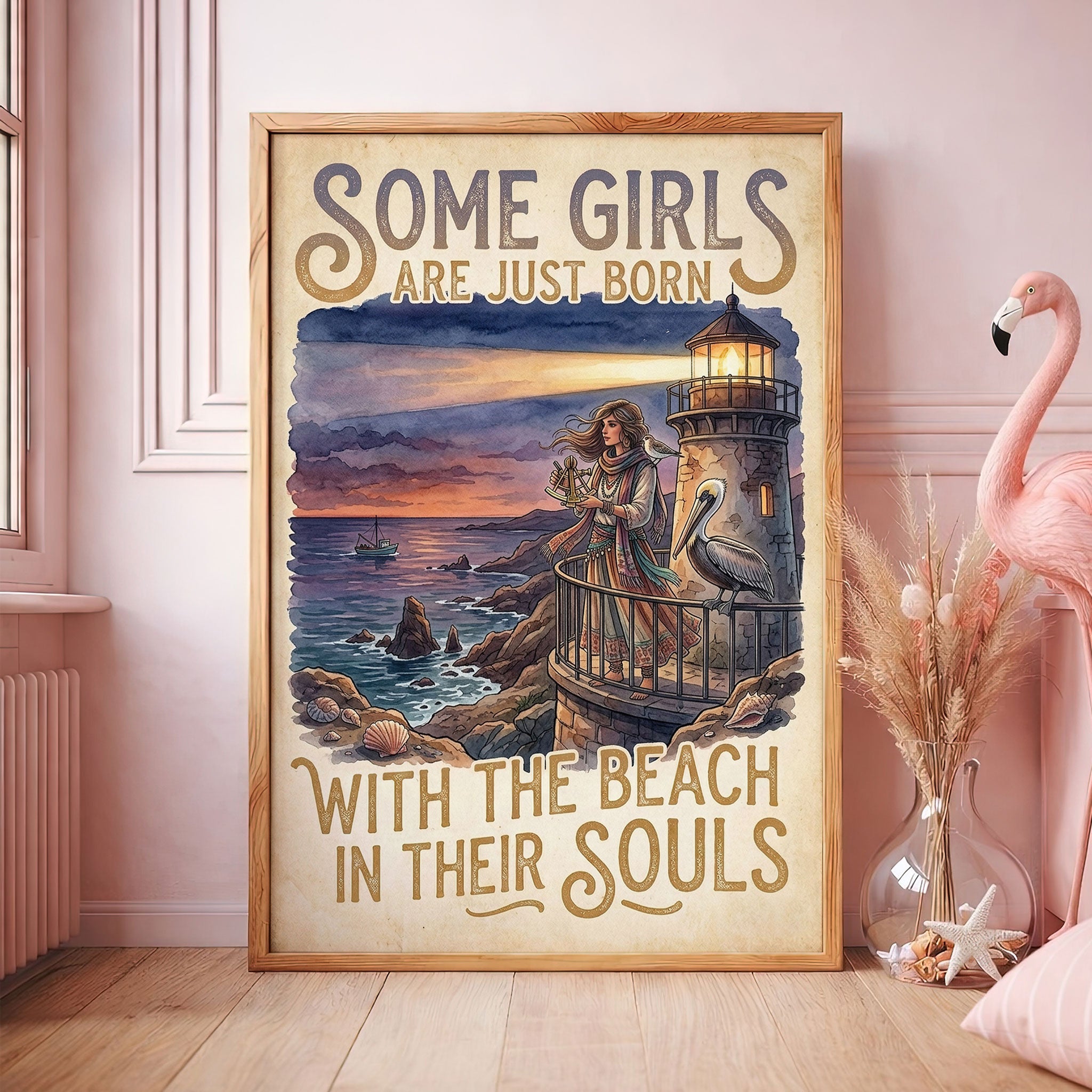 Lighthouse Beach Soul Poster – Coastal Sunset Wall Art for Ocean Dreamers