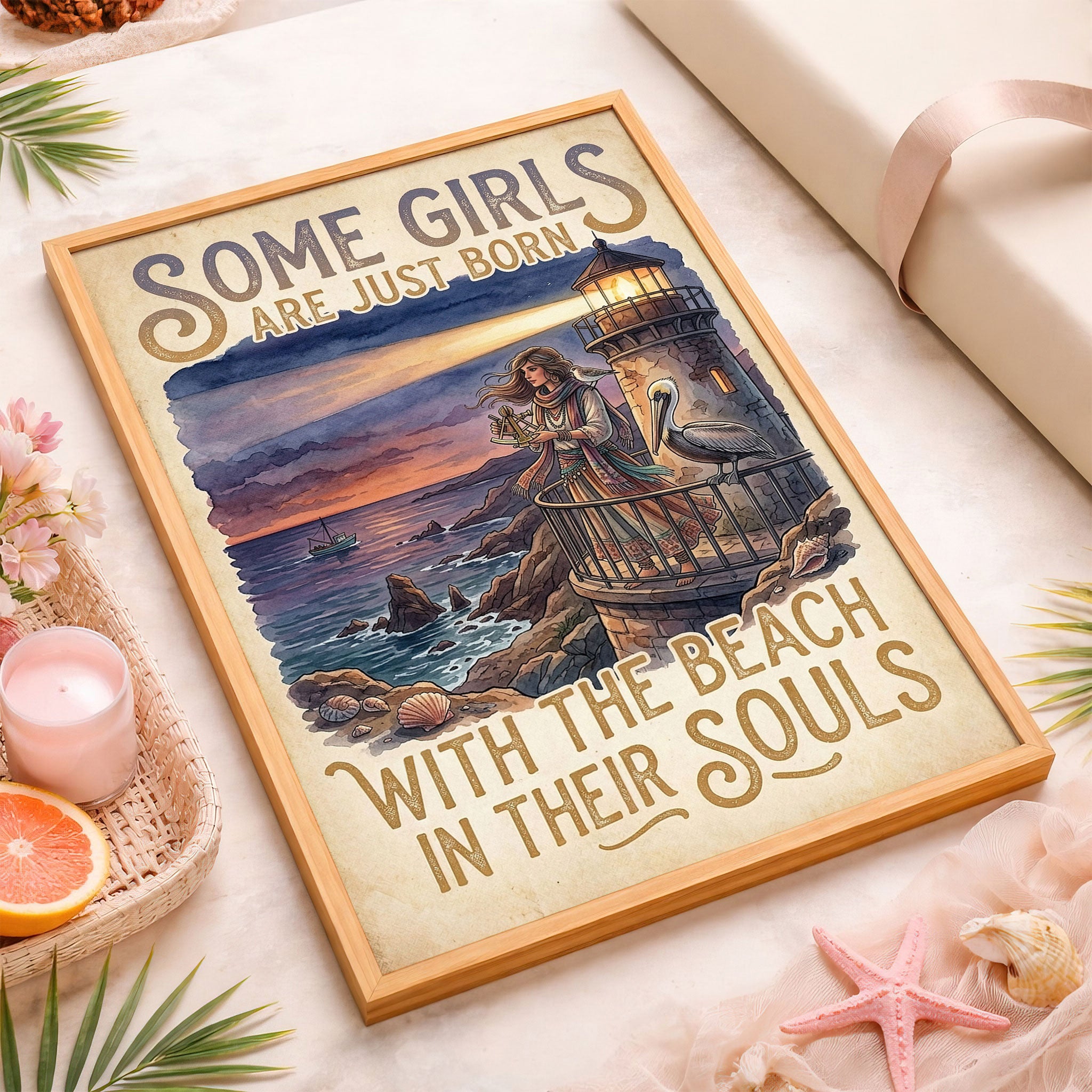 Lighthouse Beach Soul Poster – Coastal Sunset Wall Art for Ocean Dreamers