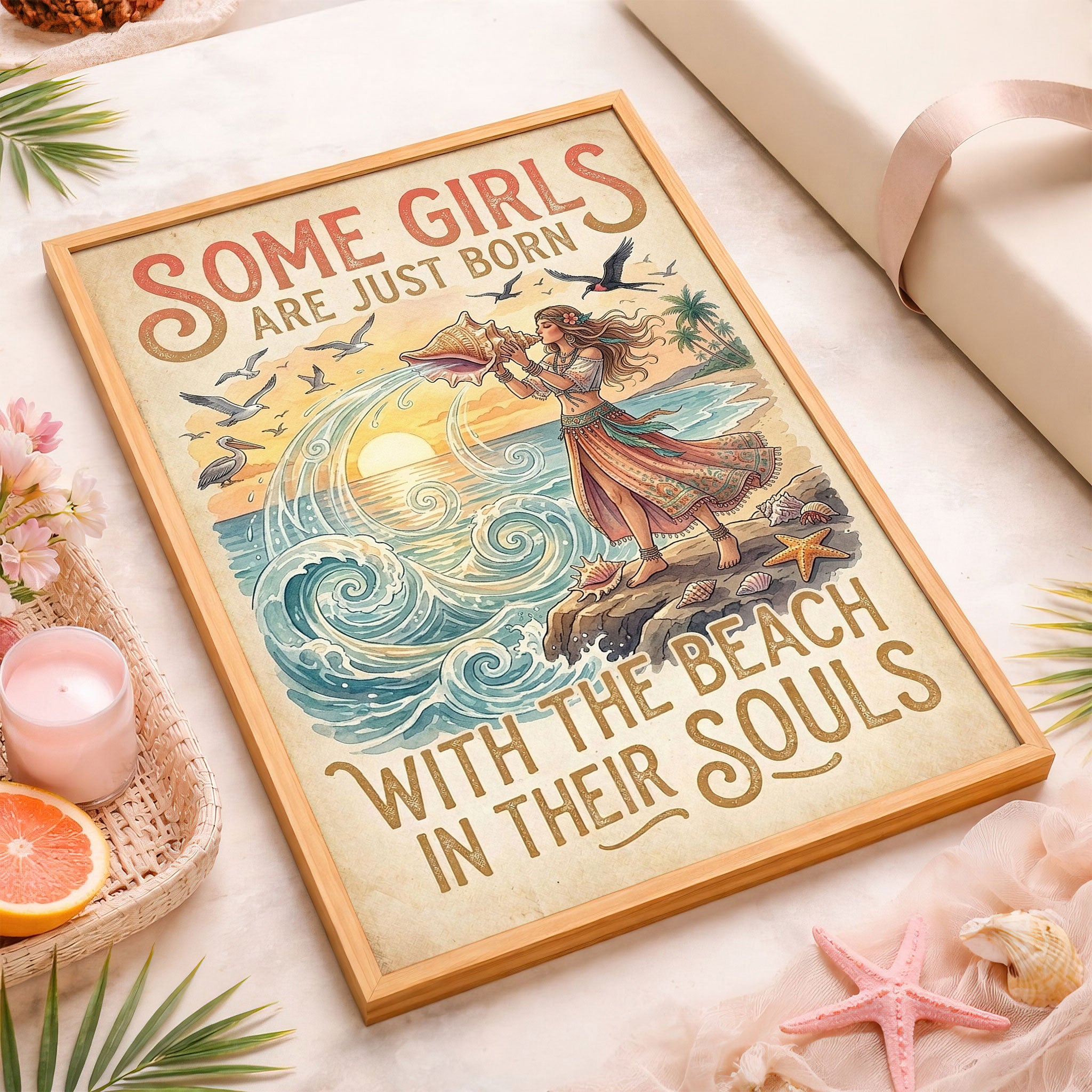 Ocean Soul Calling Poster – Beach Wave Wall Art for Free Spirits