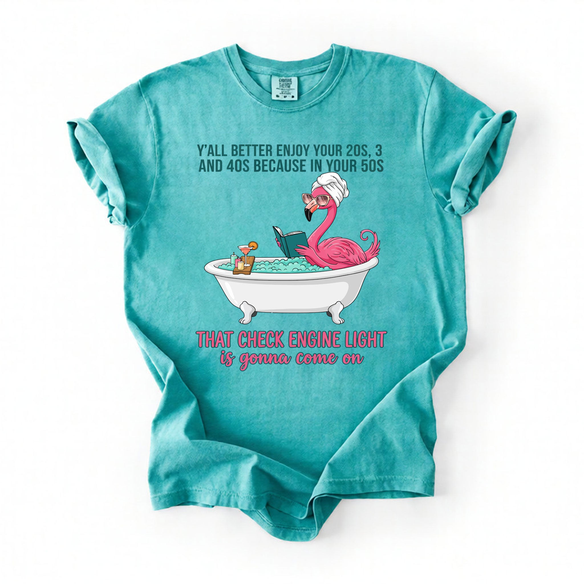 Sassy Flamingo Check Engine Light Shirt - Funny 50th Birthday Gift for Women Over 40