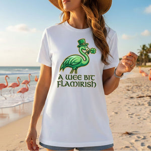 A Wee Bit Flamirish Green Flamingo St. Patrick's Day T-Shirt - Funny Irish Humor for Flamingo Fanatics - FlamingoAholic