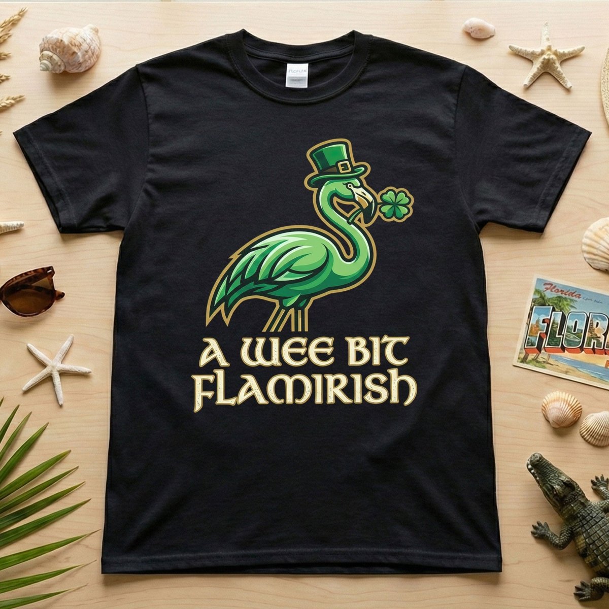 A Wee Bit Flamirish Green Flamingo St. Patrick's Day T-Shirt - Funny Irish Humor for Flamingo Fanatics - FlamingoAholic