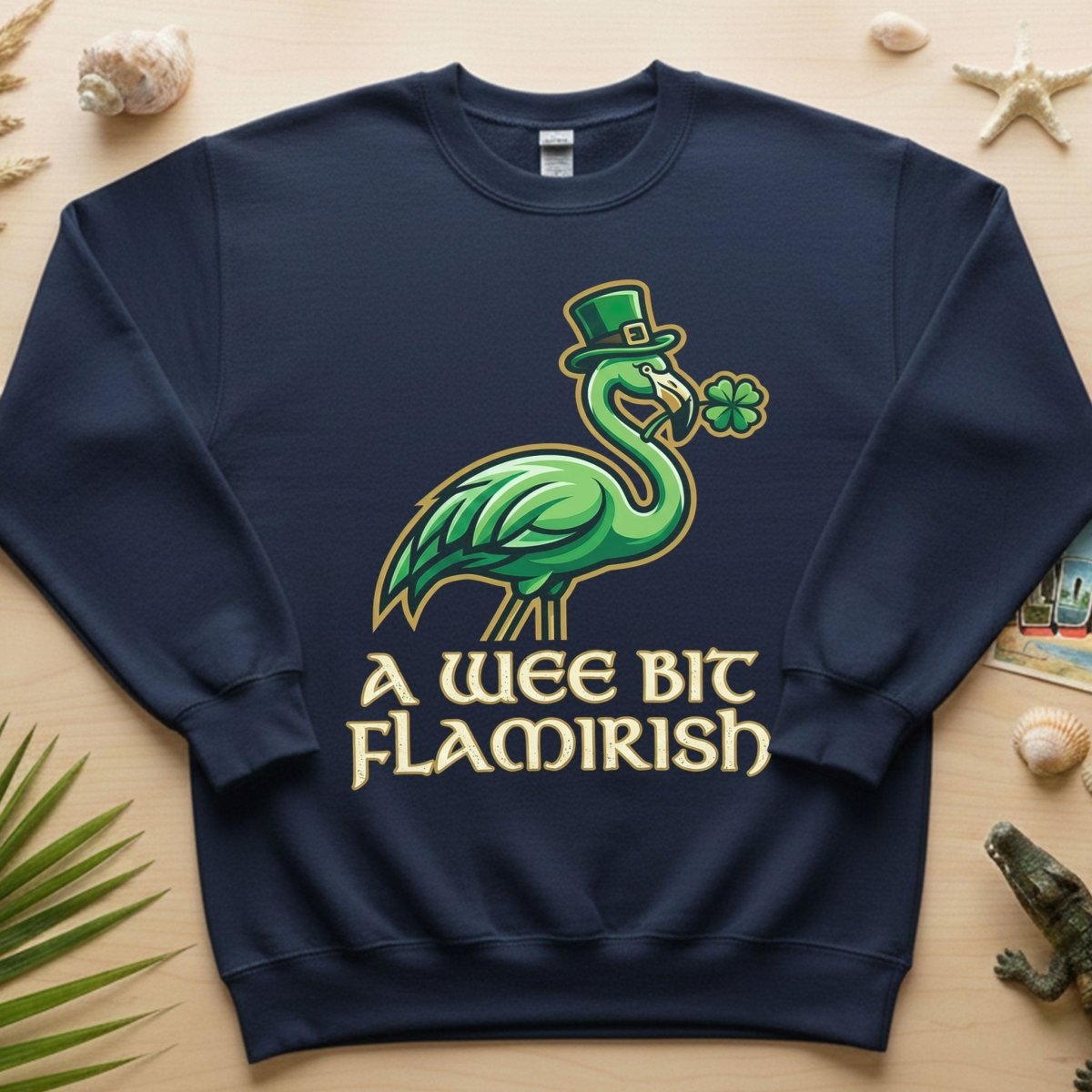 A Wee Bit Flamirish Green Flamingo St. Patrick's Day T-Shirt - Funny Irish Humor for Flamingo Fanatics - FlamingoAholic