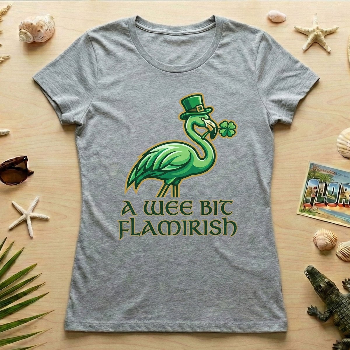 A Wee Bit Flamirish Green Flamingo St. Patrick's Day T-Shirt - Funny Irish Humor for Flamingo Fanatics - FlamingoAholic