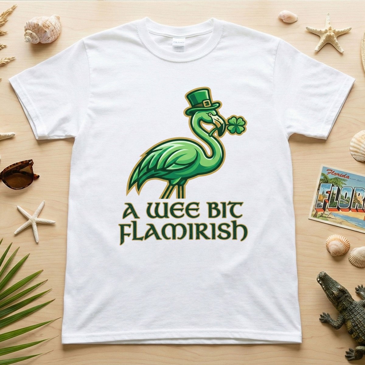 A Wee Bit Flamirish Green Flamingo St. Patrick's Day T-Shirt - Funny Irish Humor for Flamingo Fanatics - FlamingoAholic