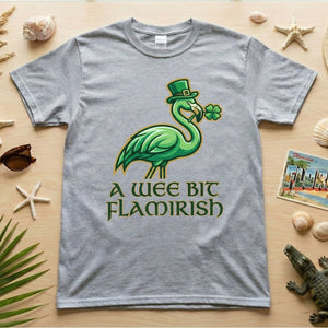 A Wee Bit Flamirish Green Flamingo St. Patrick's Day T-Shirt - Funny Irish Humor for Flamingo Fanatics - FlamingoAholic