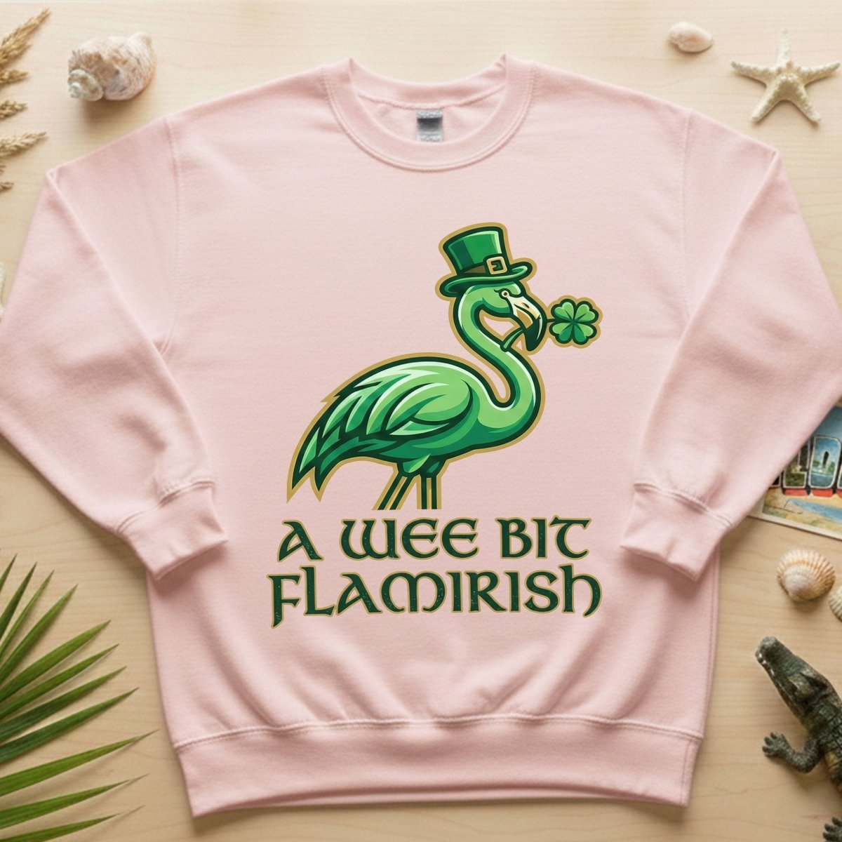 A Wee Bit Flamirish Green Flamingo St. Patrick's Day T-Shirt - Funny Irish Humor for Flamingo Fanatics - FlamingoAholic