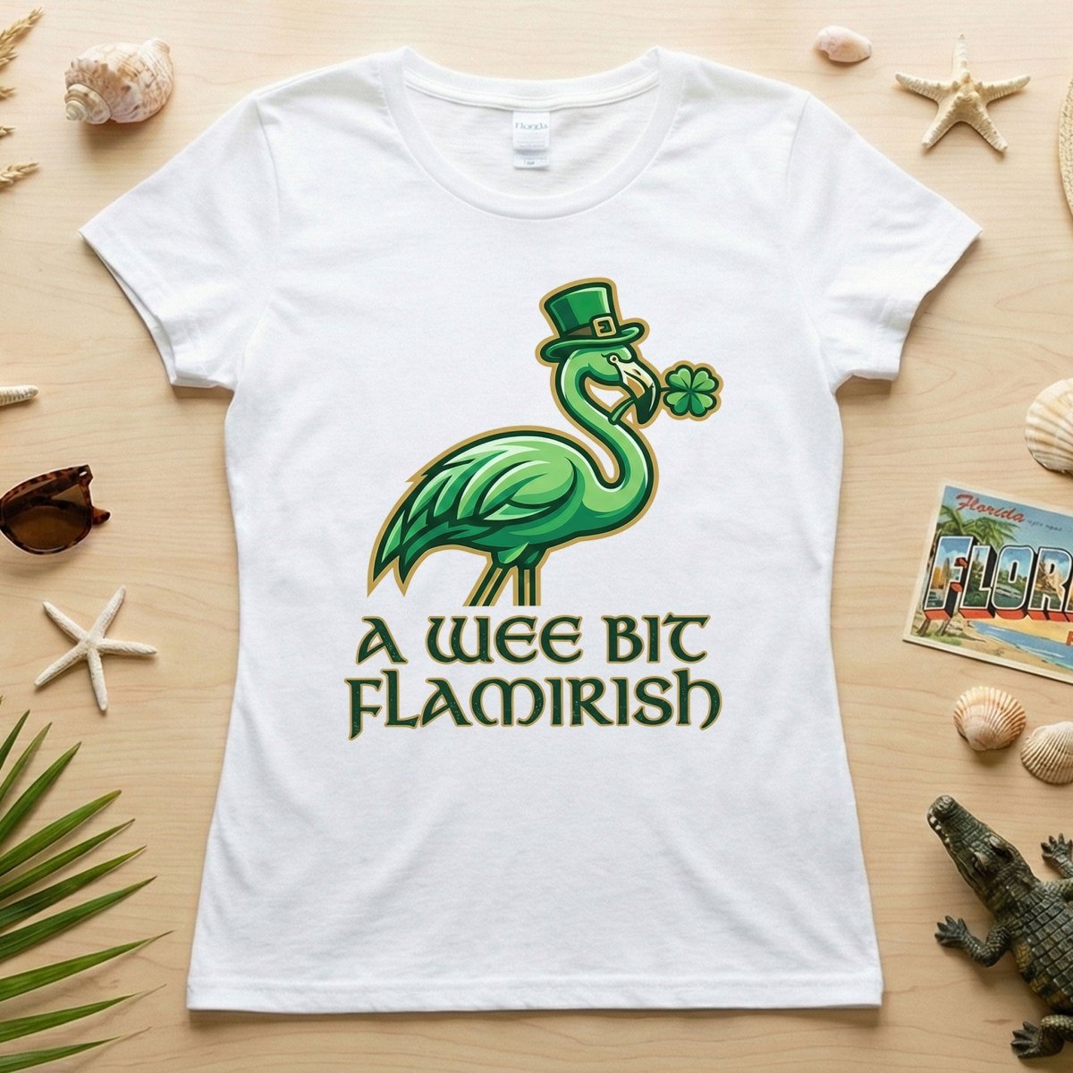 A Wee Bit Flamirish Green Flamingo St. Patrick's Day T-Shirt - Funny Irish Humor for Flamingo Fanatics - FlamingoAholic