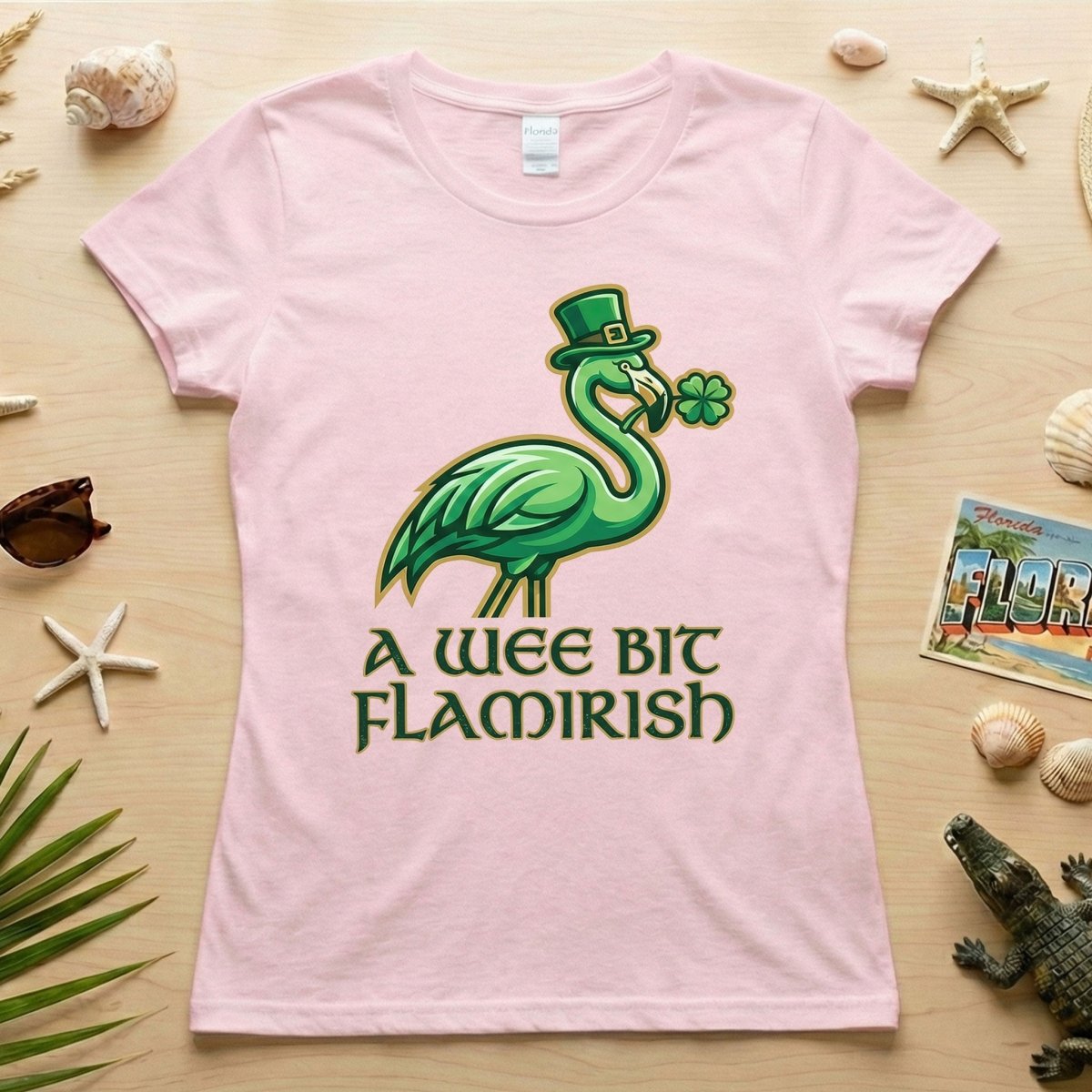 A Wee Bit Flamirish Green Flamingo St. Patrick's Day T-Shirt - Funny Irish Humor for Flamingo Fanatics - FlamingoAholic