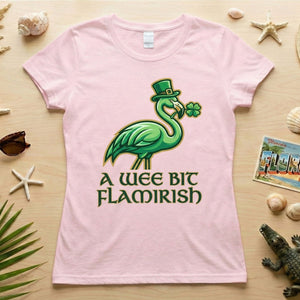 A Wee Bit Flamirish Green Flamingo St. Patrick's Day T-Shirt - Funny Irish Humor for Flamingo Fanatics - FlamingoAholic