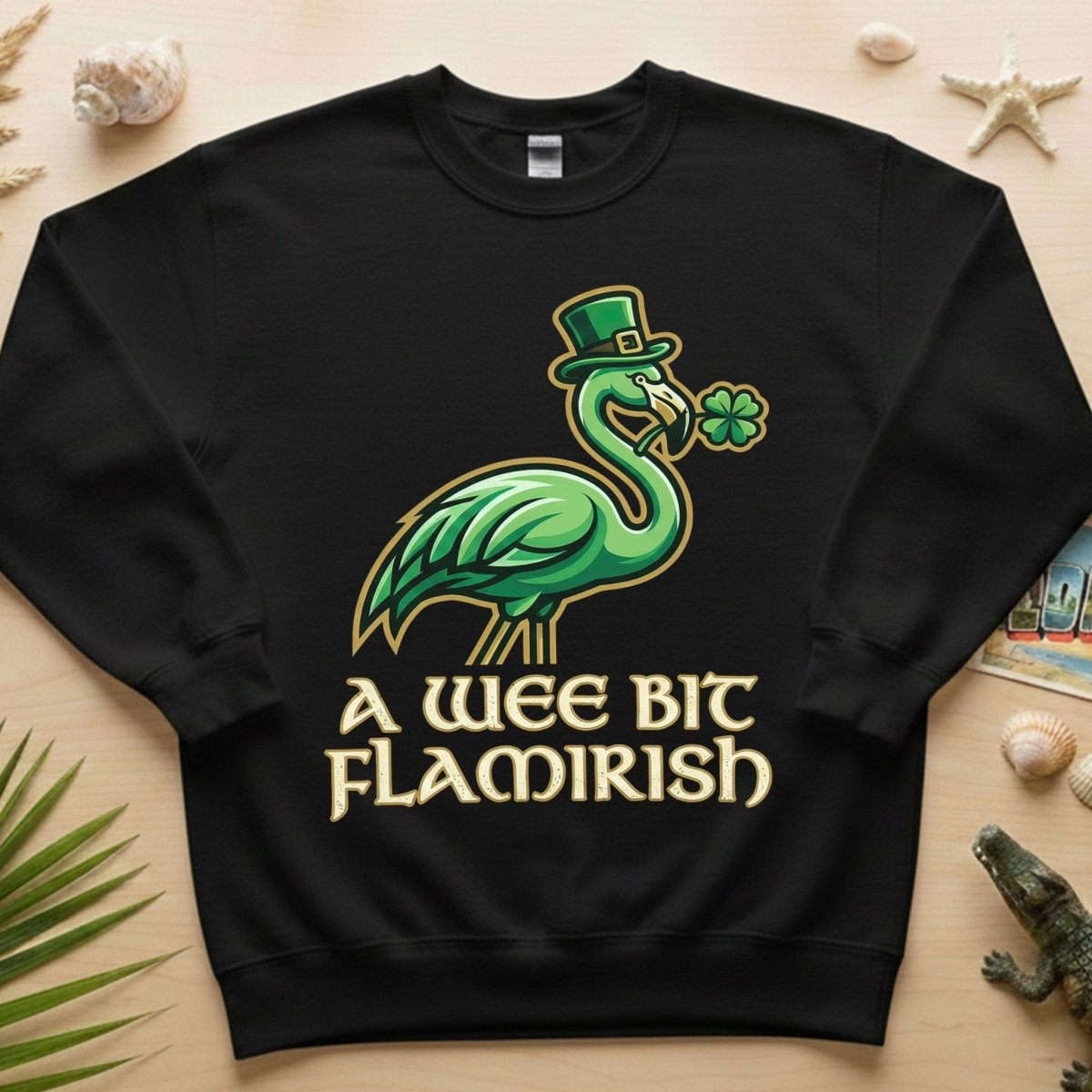 A Wee Bit Flamirish Green Flamingo St. Patrick's Day T-Shirt - Funny Irish Humor for Flamingo Fanatics - FlamingoAholic