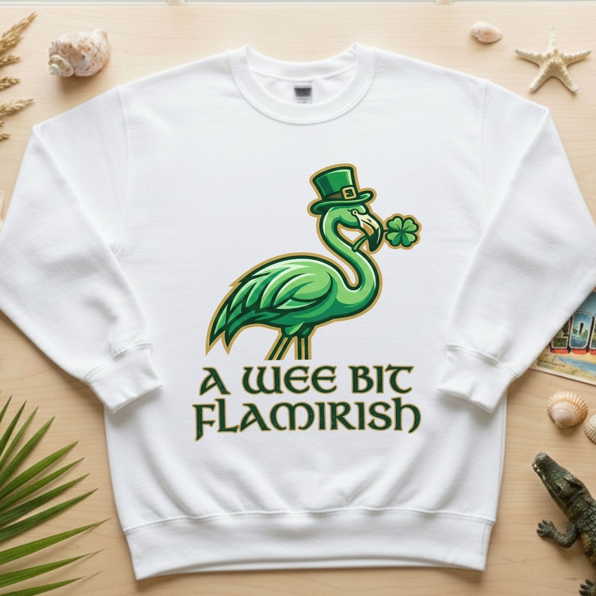 A Wee Bit Flamirish Green Flamingo St. Patrick's Day T-Shirt - Funny Irish Humor for Flamingo Fanatics - FlamingoAholic