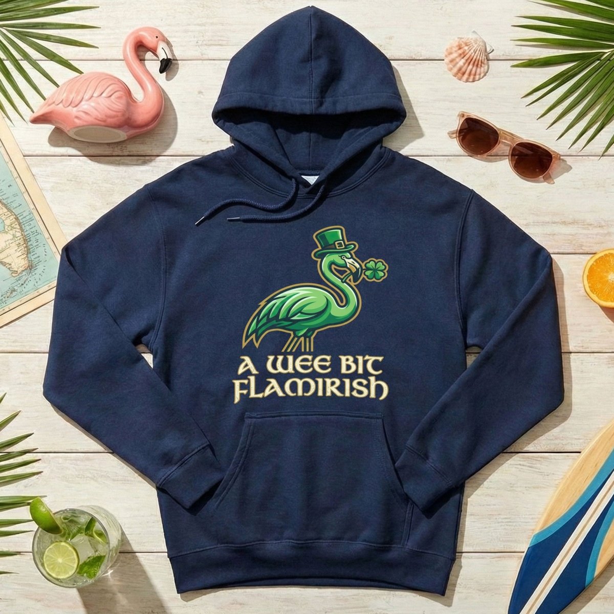 A Wee Bit Flamirish Green Flamingo St. Patrick's Day T-Shirt - Funny Irish Humor for Flamingo Fanatics - FlamingoAholic