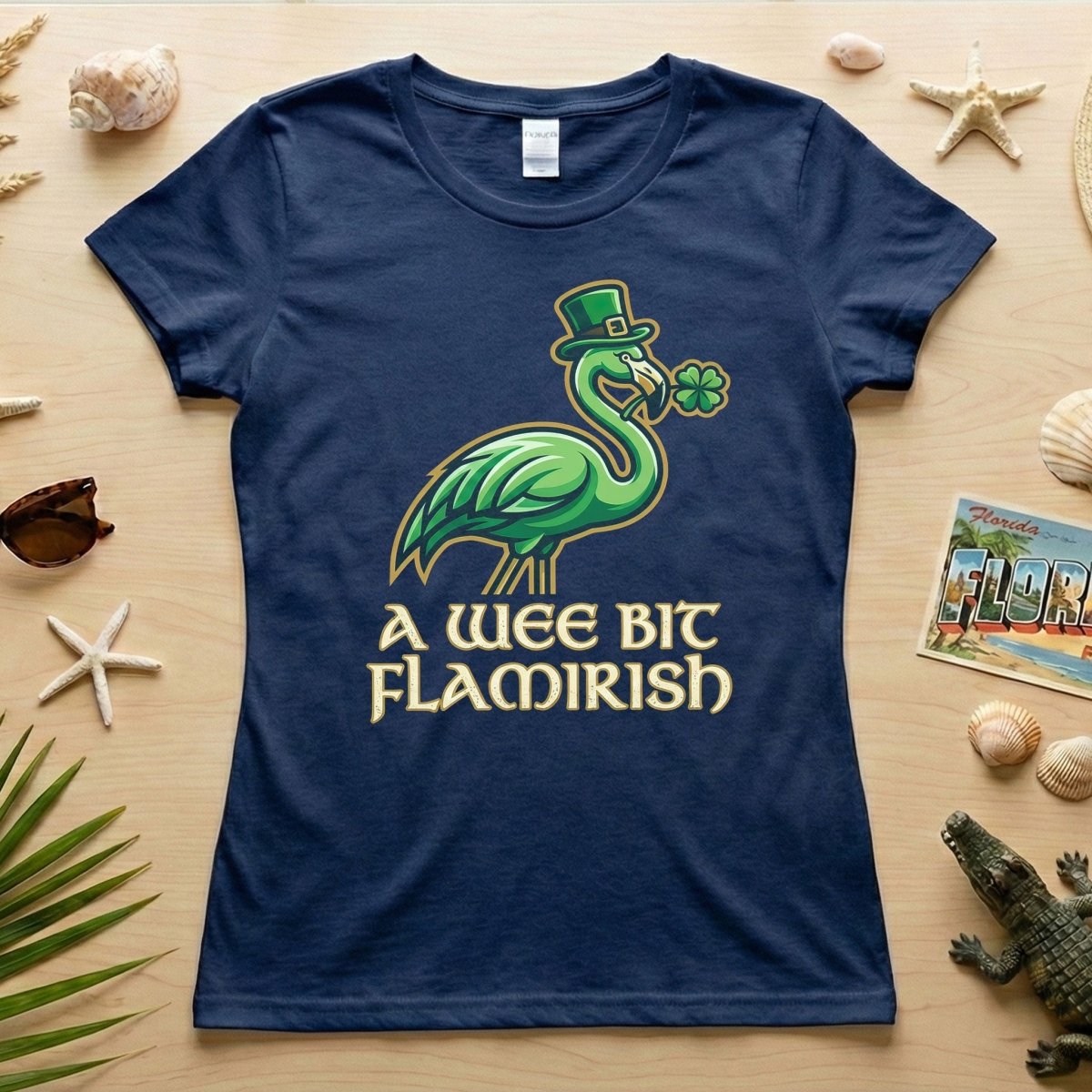 A Wee Bit Flamirish Green Flamingo St. Patrick's Day T-Shirt - Funny Irish Humor for Flamingo Fanatics - FlamingoAholic