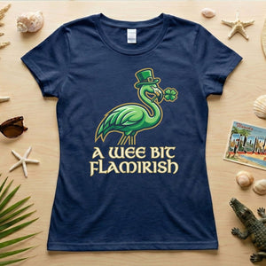 A Wee Bit Flamirish Green Flamingo St. Patrick's Day T-Shirt - Funny Irish Humor for Flamingo Fanatics - FlamingoAholic