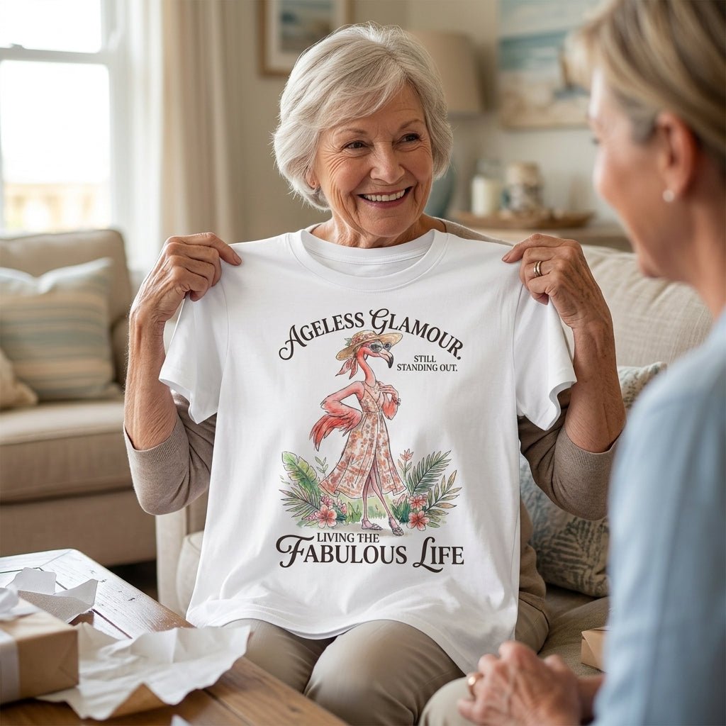 Ageless Glamour Still Standing Out Living The Fabulous Life Flamingo Shirt - FlamingoAholic