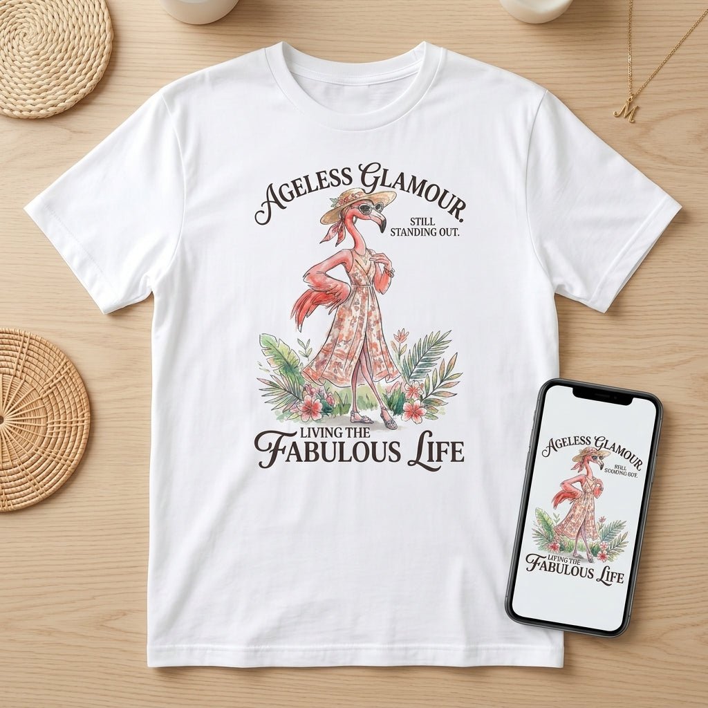 Ageless Glamour Still Standing Out Living The Fabulous Life Flamingo Shirt - FlamingoAholic