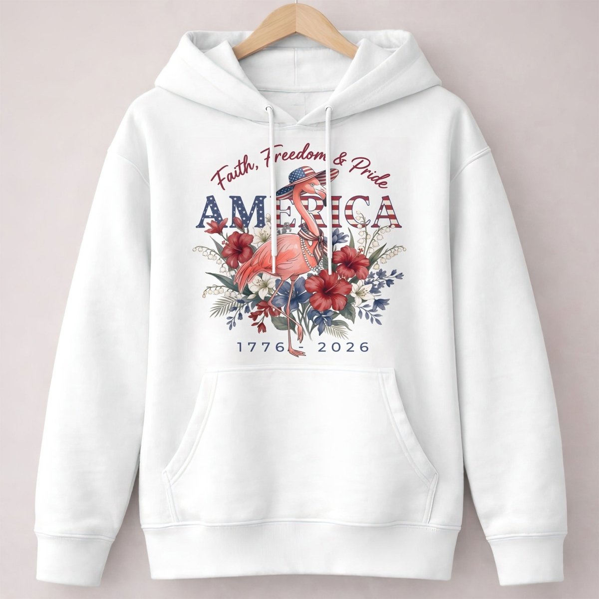 America 250 Faith Freedom Pride - Patriotic Flamingo T-Shirt - FlamingoAholic