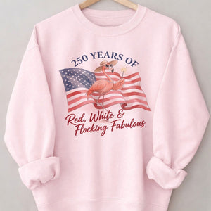 America 250 Fireworks Floral Flamingo - Patriotic Summer Shirt - FlamingoAholic