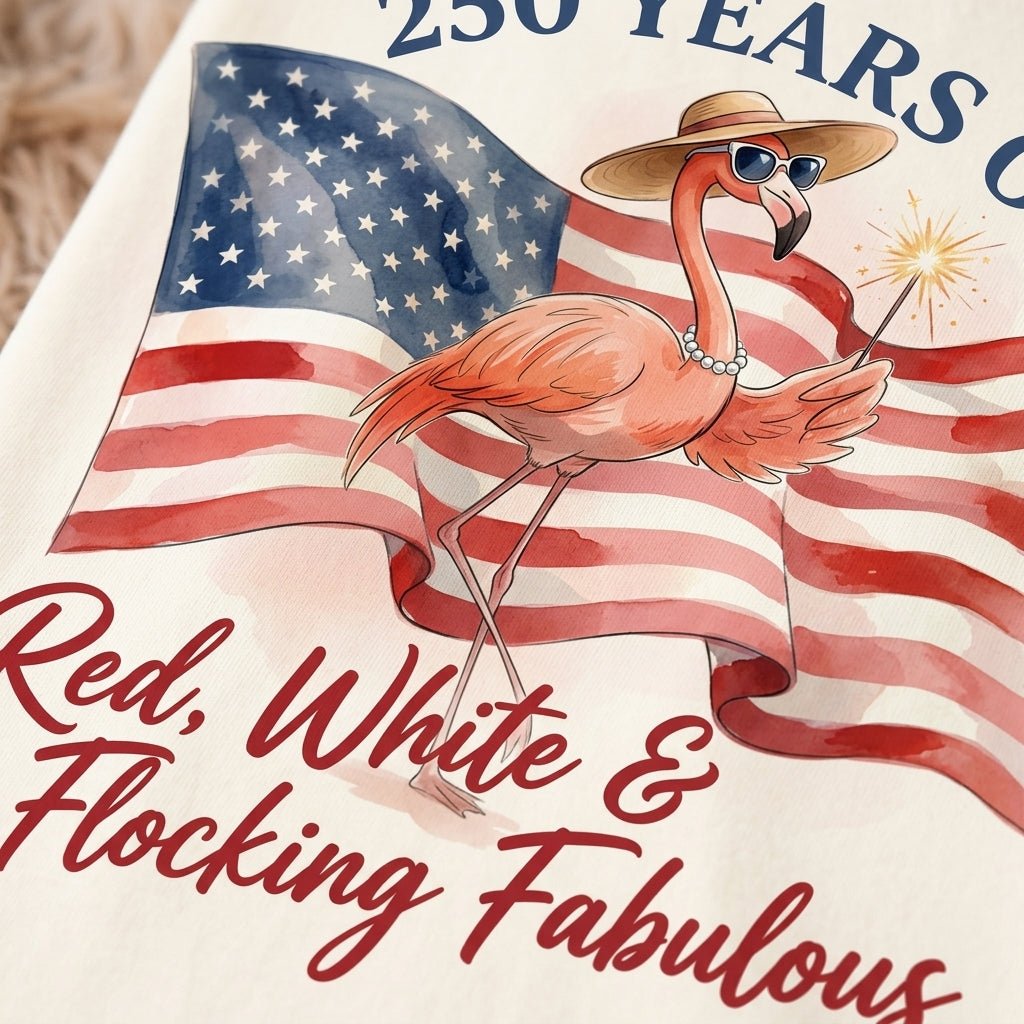 America 250 Fireworks Floral Flamingo - Patriotic Summer Shirt - FlamingoAholic