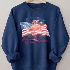 America 250 Fireworks Floral Flamingo - Patriotic Summer Shirt - FlamingoAholic