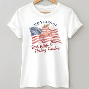 America 250 Fireworks Floral Flamingo - Patriotic Summer Shirt - FlamingoAholic