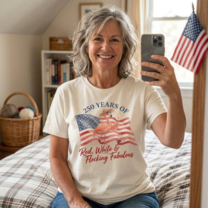 America 250 Fireworks Floral Flamingo - Patriotic Summer Shirt - FlamingoAholic