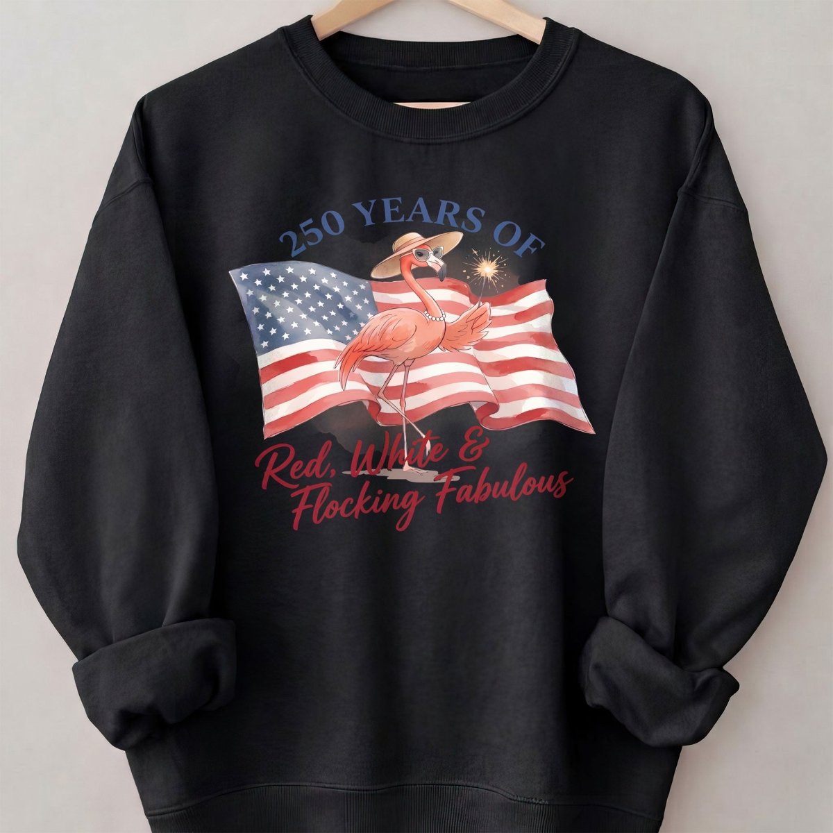 America 250 Fireworks Floral Flamingo - Patriotic Summer Shirt - FlamingoAholic
