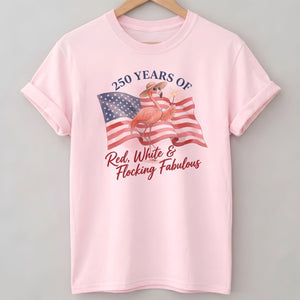 America 250 Fireworks Floral Flamingo - Patriotic Summer Shirt - FlamingoAholic
