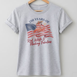 America 250 Fireworks Floral Flamingo - Patriotic Summer Shirt - FlamingoAholic