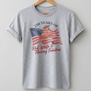 America 250 Fireworks Floral Flamingo - Patriotic Summer Shirt - FlamingoAholic