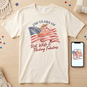 America 250 Fireworks Floral Flamingo - Patriotic Summer Shirt - FlamingoAholic