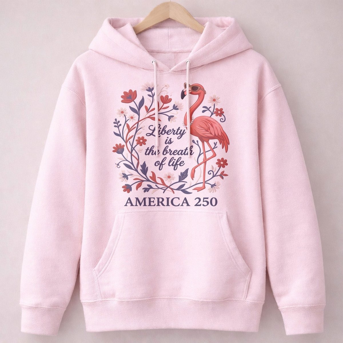 America 250 Liberty Is The Breath Of Life - Patriotic Flamingo T-Shirt - FlamingoAholic