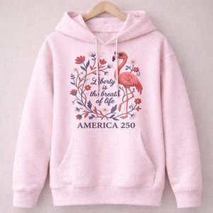 America 250 Liberty Is The Breath Of Life - Patriotic Flamingo T-Shirt - FlamingoAholic