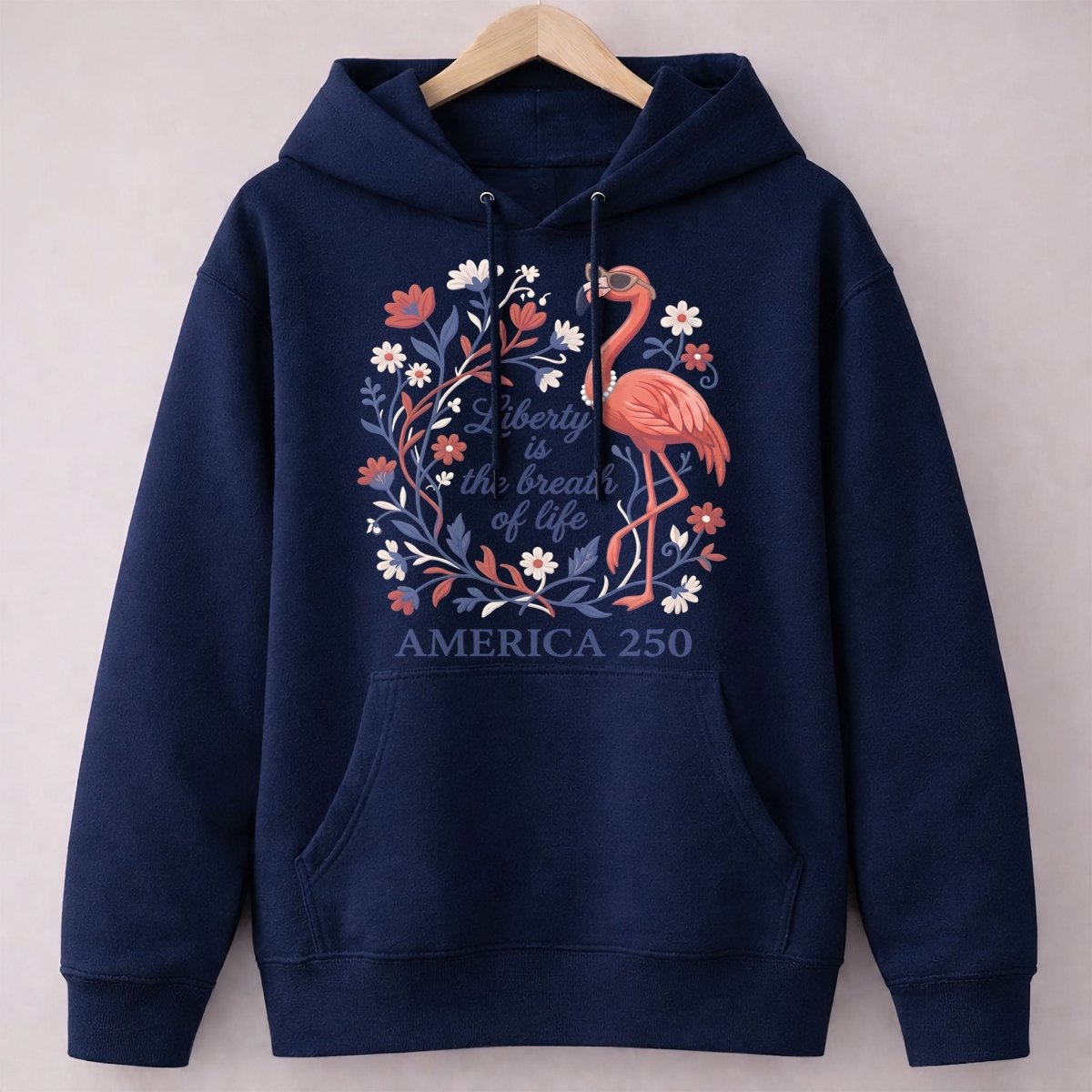 America 250 Liberty Is The Breath Of Life - Patriotic Flamingo T-Shirt - FlamingoAholic