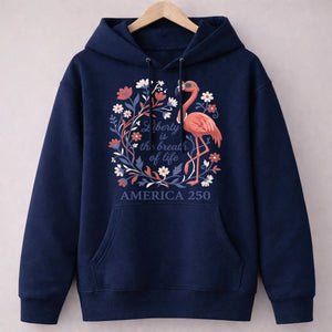 America 250 Liberty Is The Breath Of Life - Patriotic Flamingo T-Shirt - FlamingoAholic