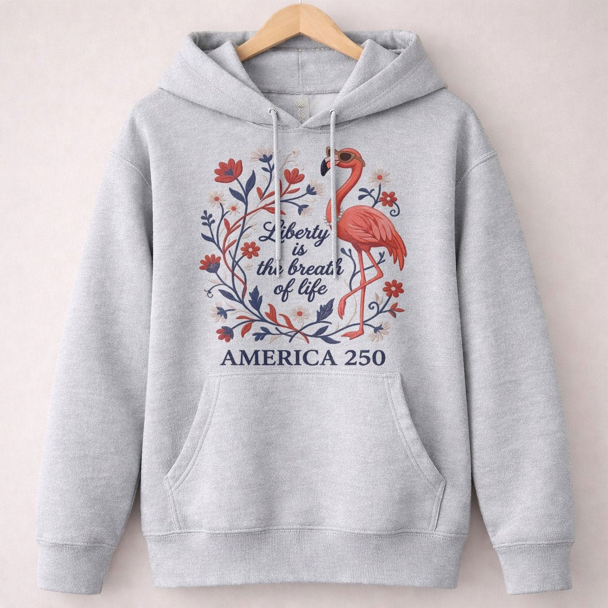 America 250 Liberty Is The Breath Of Life - Patriotic Flamingo T-Shirt - FlamingoAholic